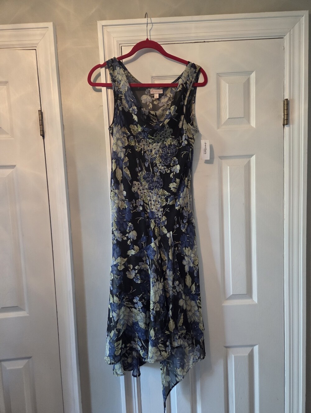 Dress Barn Floral Navy Blue Sleeveless Midi Dress  NWT
